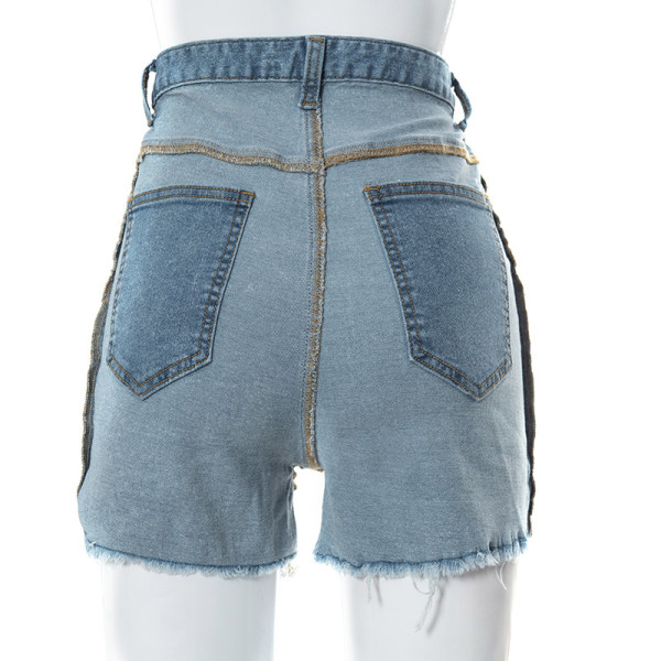 Reverse Lace Up Casual Pocket Denim Shorts