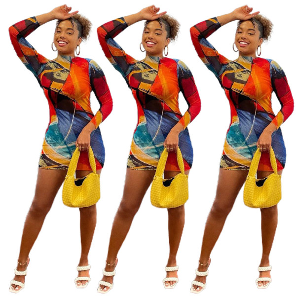 Sexy Fashion Print Dress Summer Autumn New Style