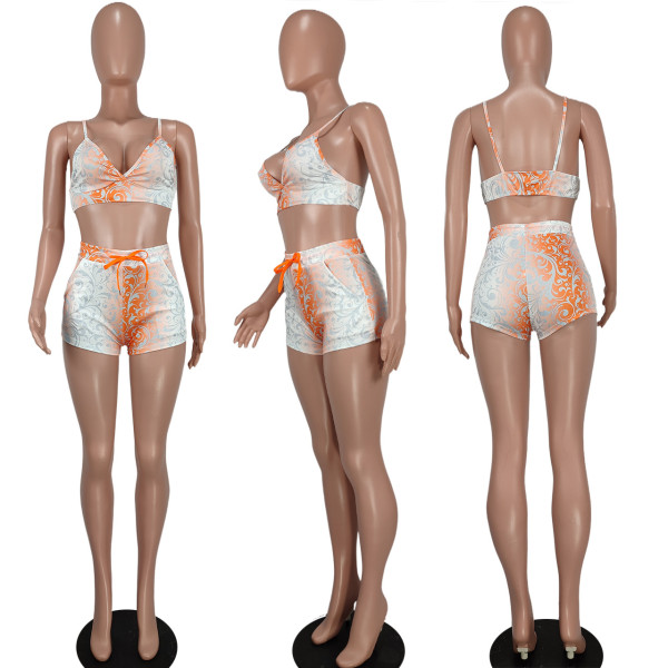 Athleisure suspenders open back two-piece set