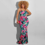 new dress leaf print slim long skirt