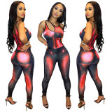 Fashion Sexy Print Sleeveless Bodysuit