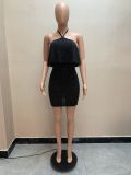 halter neck open back sexy holiday cutout dress slim skirt