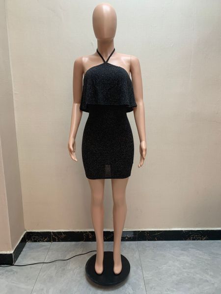 halter neck open back sexy holiday cutout dress slim skirt