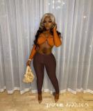 V-Neck Sexy Care Machine Slim Pants Two-Piece Set