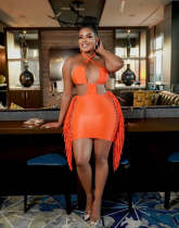 Women's suspenders open back tassel hollow short connection