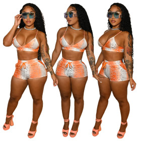 Athleisure suspenders open back two-piece set