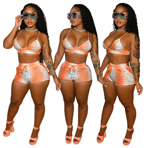 Athleisure suspenders open back two-piece set