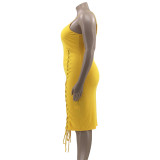 High Waist Sling Dress Tie Tight Sexy Plus Size Dress