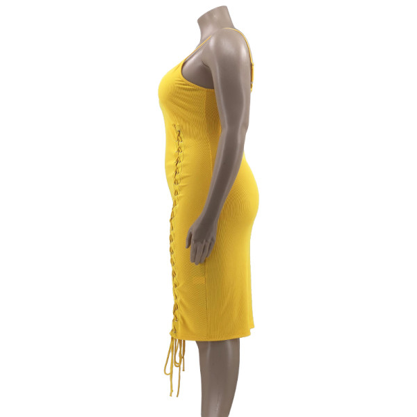 High Waist Sling Dress Tie Tight Sexy Plus Size Dress