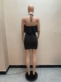 halter neck open back sexy holiday cutout dress slim skirt