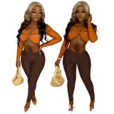 V-Neck Sexy Care Machine Slim Pants Two-Piece Set