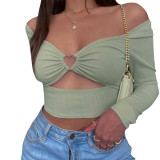 metal heart t-shirt long sleeve bottoming shirt women's inner wear