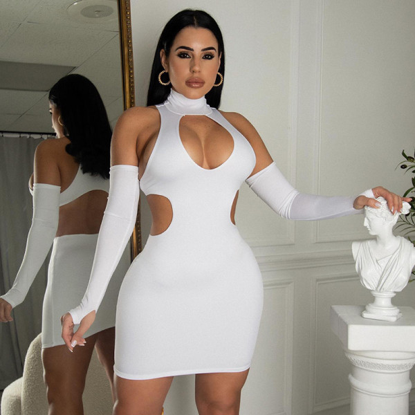 Solid Color Sexy Cutout Bodysuit
