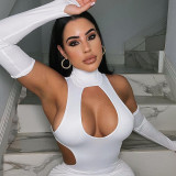 Solid Color Sexy Cutout Bodysuit
