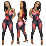 Fashion Sexy Print Sleeveless Bodysuit