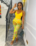 Sexy Fashion Zhigong Wool Mesh Print Two Piece Set