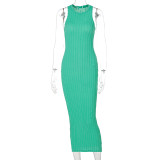 Fashion Casual Knit Sleeveless Round Neck Dress