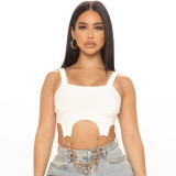 Metal chain design sense top slim vest
