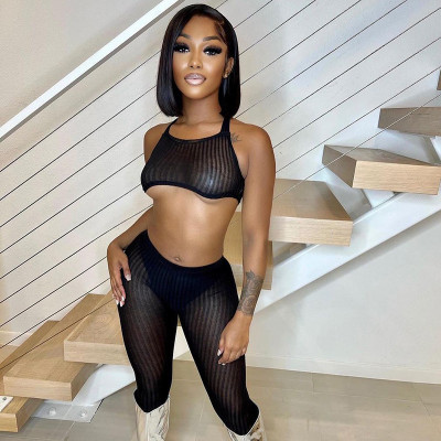 mesh slim vest leggings