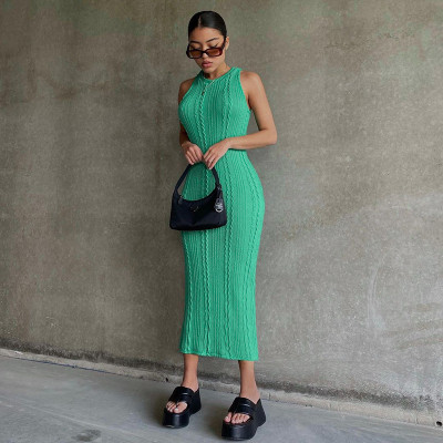 Fashion Casual Knit Sleeveless Round Neck Dress