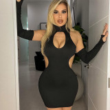 Solid Color Sexy Cutout Bodysuit