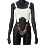 Metal chain design sense top slim vest