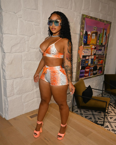 Athleisure suspenders open back two-piece set