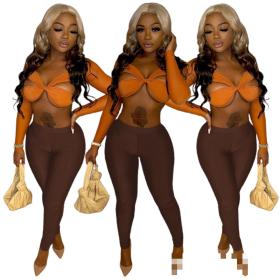 V-Neck Sexy Care Machine Slim Pants Two-Piece Set