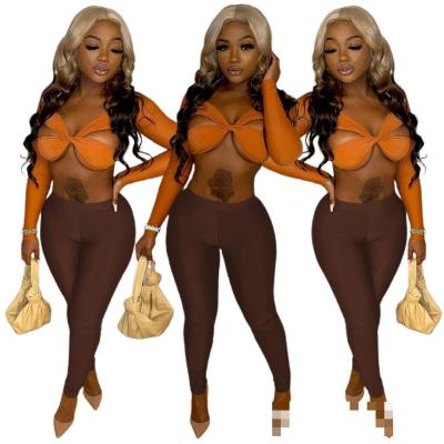 V-Neck Sexy Care Machine Slim Pants Two-Piece Set