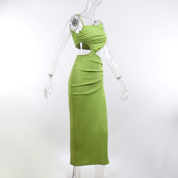 Sexy Gathered Slanted Shoulder Cutout Irregular Dress