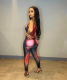 Fashion Sexy Print Sleeveless Bodysuit