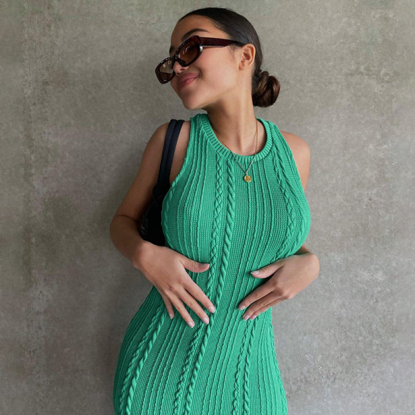 Fashion Casual Knit Sleeveless Round Neck Dress