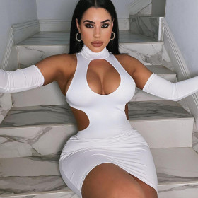 Solid Color Sexy Cutout Bodysuit