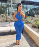 Women's Sexy Solid Color Perspective Mesh Beach Dress