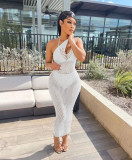 Women's Sexy Solid Color Perspective Mesh Beach Dress