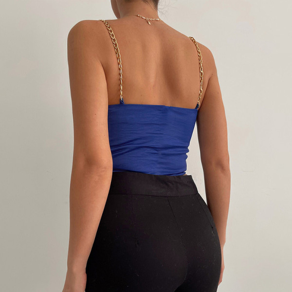 Fashionable Sexy V-Neck Slim Fit Open-Back Strap Tube Top