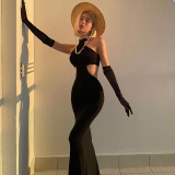 Fashion Slim Side Cutout Halter Dress