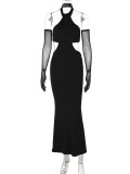 Fashion Slim Side Cutout Halter Dress