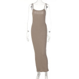 Fashion Sexy Backless Slim Fit Side Cutout Sling Dress