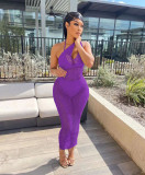 Women's Sexy Solid Color Perspective Mesh Beach Dress