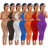 Women's Sexy Solid Color Perspective Mesh Beach Dress
