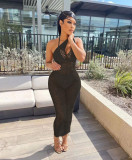 Women's Sexy Solid Color Perspective Mesh Beach Dress