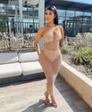 Women's Sexy Solid Color Perspective Mesh Beach Dress