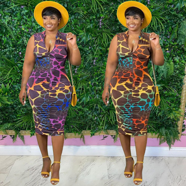 Women's Printed Zip Dress