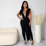 Nightclub clothes sexy deep V-neck pit strips strapless backless jumpsuit