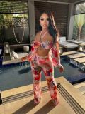 Sexy Sheer Print Sling Straight Pants Two-Piece Set