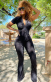 Solid Color Korean Velvet Slim Fit Wide Leg Pants Casual Two Piece Set