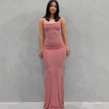 Sling thread peach buttocks multicolor low-cut sexy dress