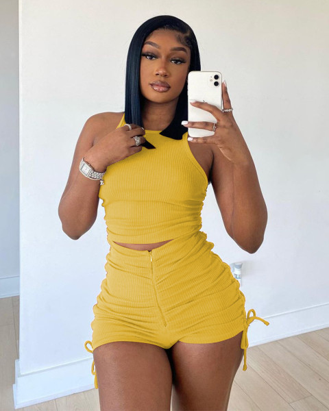 Tank Top Shorts Gathered Casual Two-Piece Set