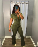 Solid Color Korean Velvet Slim Fit Wide Leg Pants Casual Two Piece Set